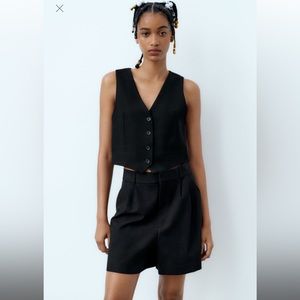NWT Zara Cropped Vest Black M